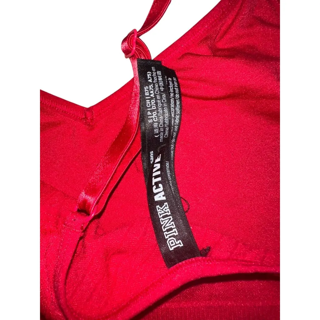 PINK Victorias Secret Active Red Bralette Size Small - Image 2