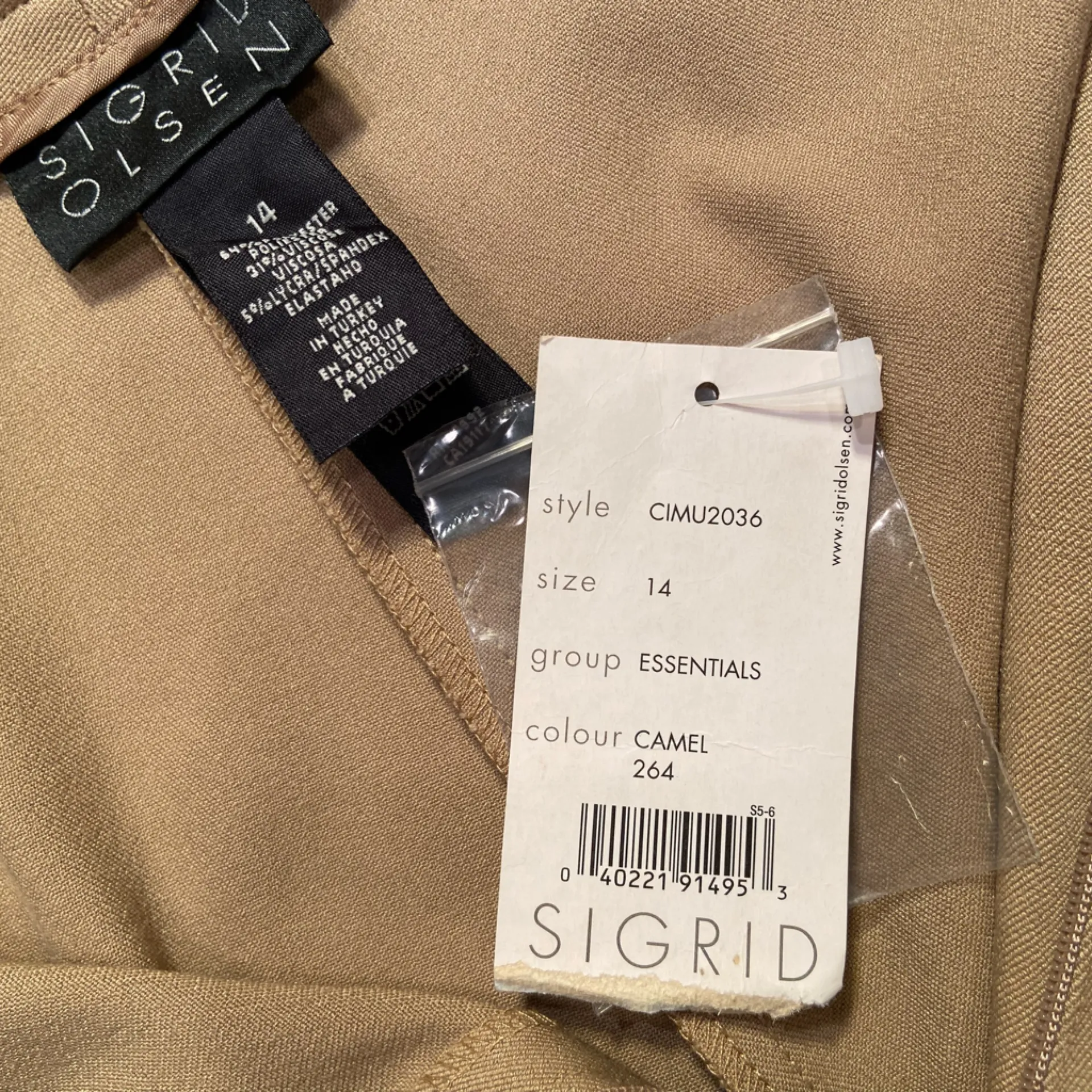 NWT, Sigrid Olsen, Camel color slacks, flat front, stretch fabric, size 14 - Image 10