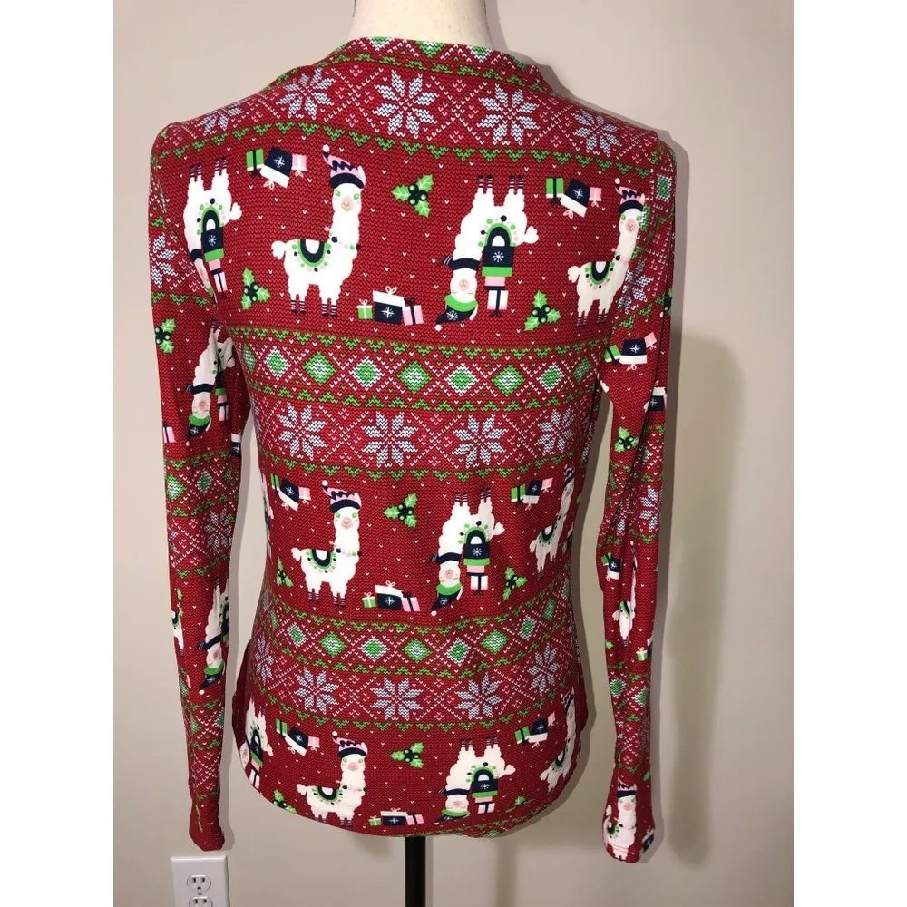 Christmas Llamas Knit Top Juniors Size L Long Sleeve Soft Stretchy Holiday - Image 2
