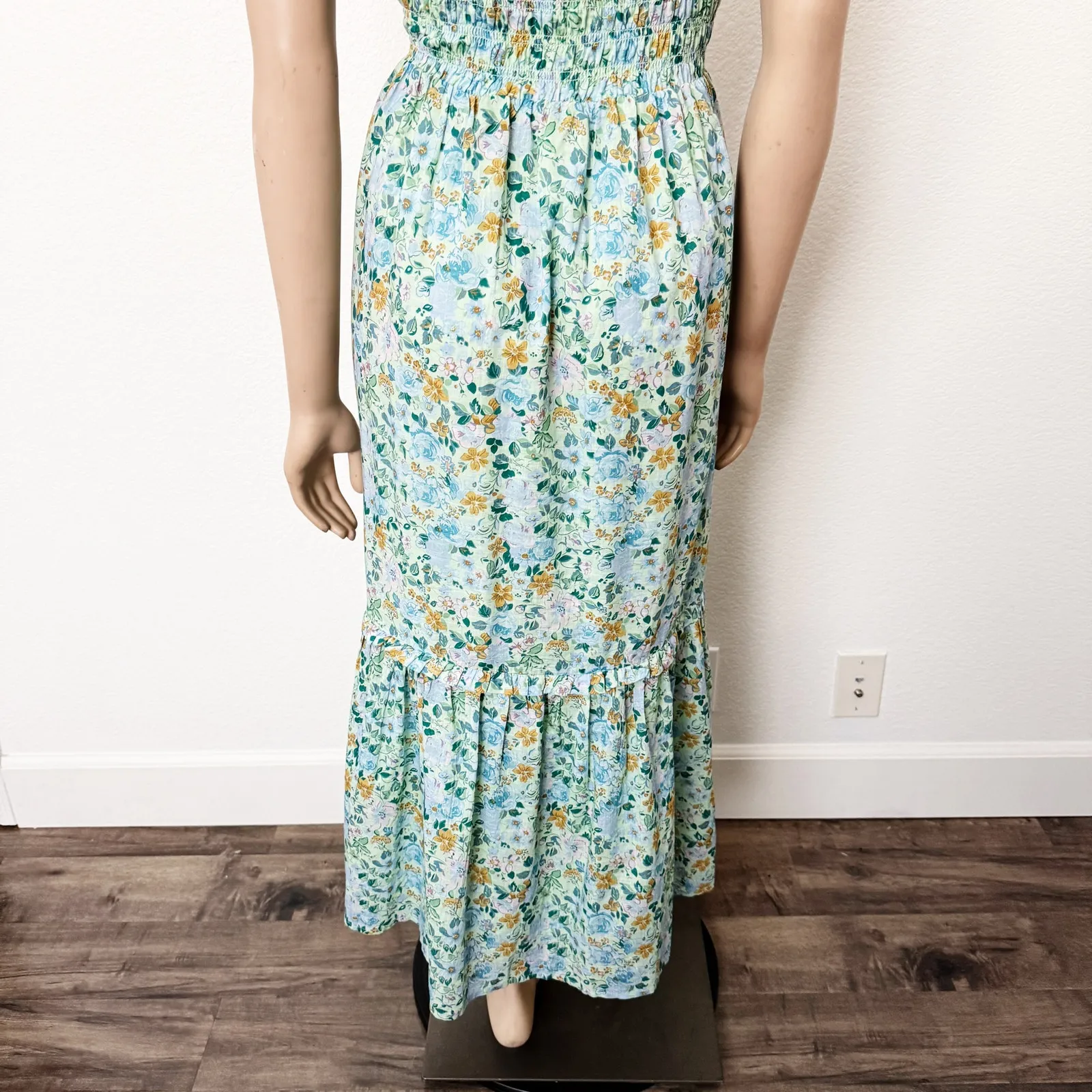 [Anthropologie] Blue Floral Print Peregrine Square Neck Midi Dress NWT Sz Large - Image 10