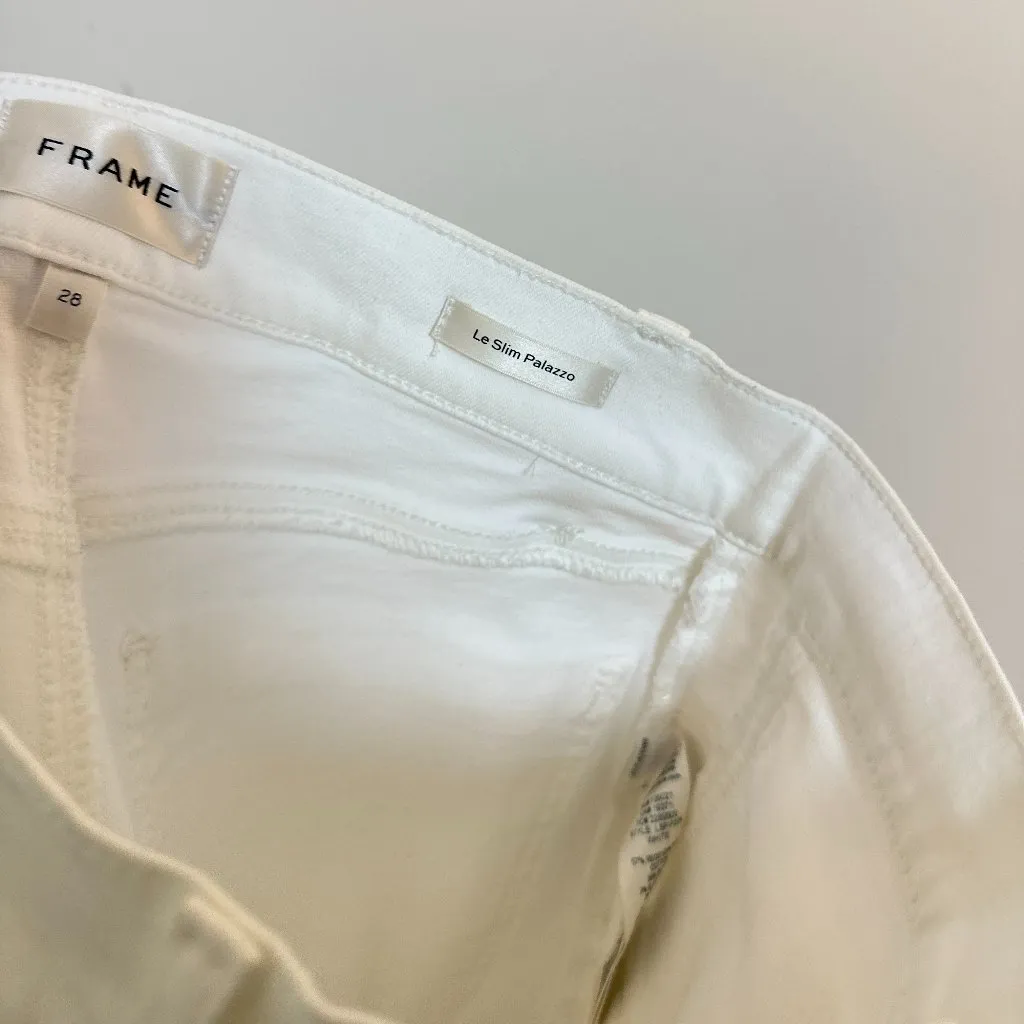 FRAME Le Slim Palazzo Patch Pocket High Waist Wide Leg Jeans in White Size US 28 - Image 8