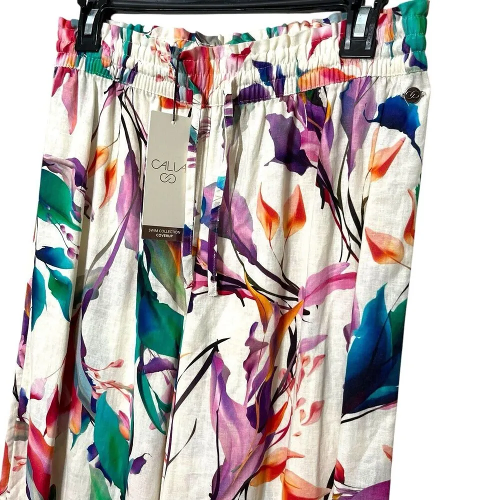 NEW Calia Linen High Rise Wide Leg Cover Up Unbleached Pants Women’s Size Small - Image 3
