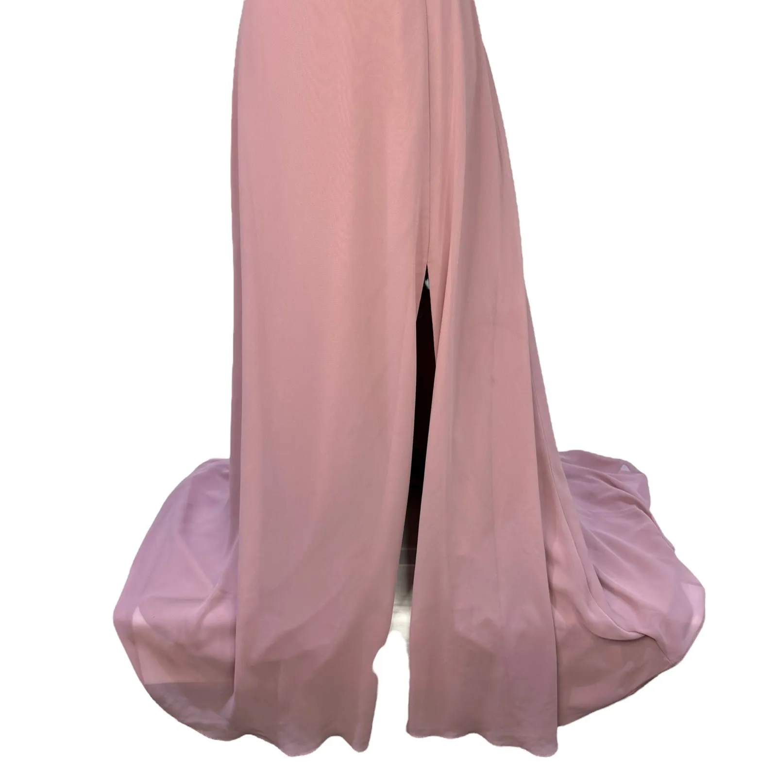 Azazie Everleigh Dress Vneck Dusty Rose Aline Floor Length Maxi Formal Size A8 - Image 7