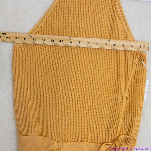 NEW Free People One Katya Golden Yellow Thermal‎ Ruched Mini Dress, L - Image 8