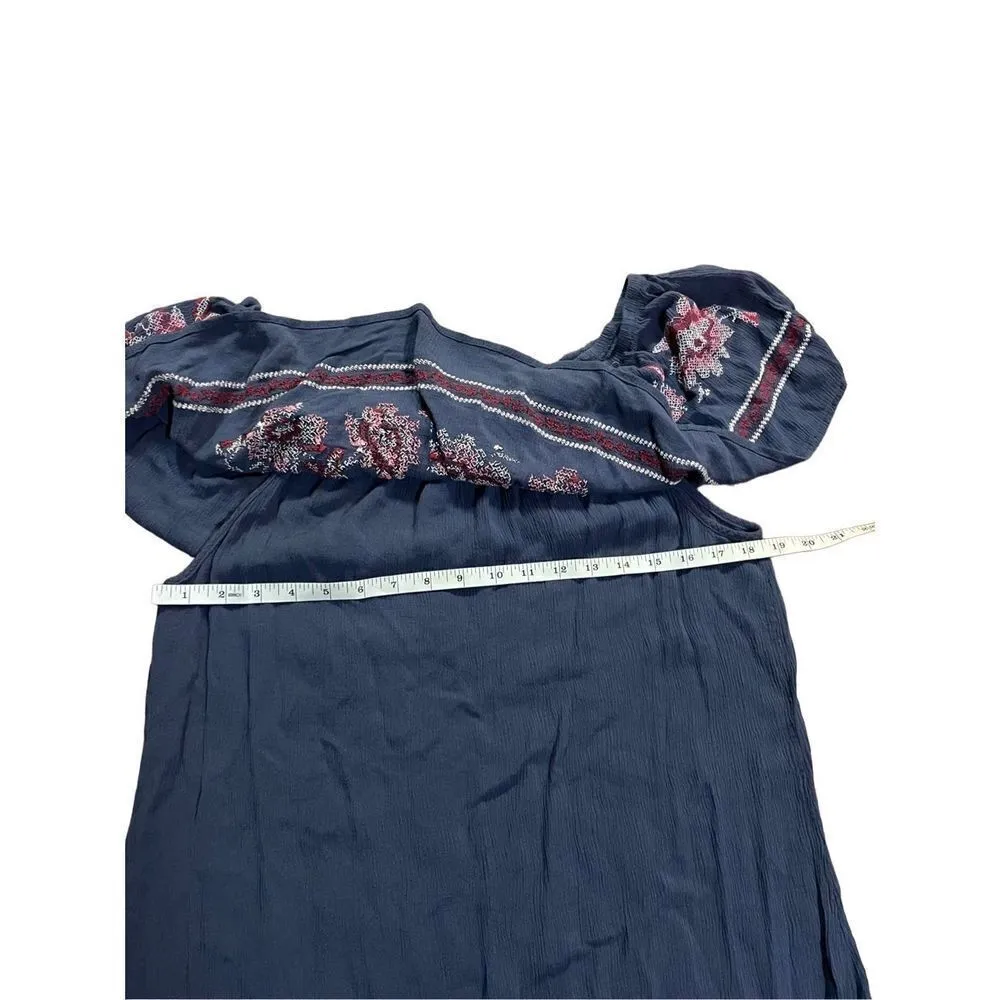 Knox Rose Women's Navy Blue Cross Stitched Floral Off The Shoulder Dress sz XL - Image 4