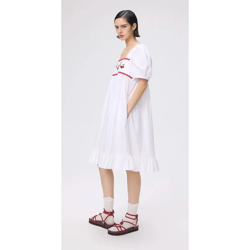 Vivetta Ponti with Fabrique Nina Cherry Embroidery Dress in Cotton Womens XS White - Image 15
