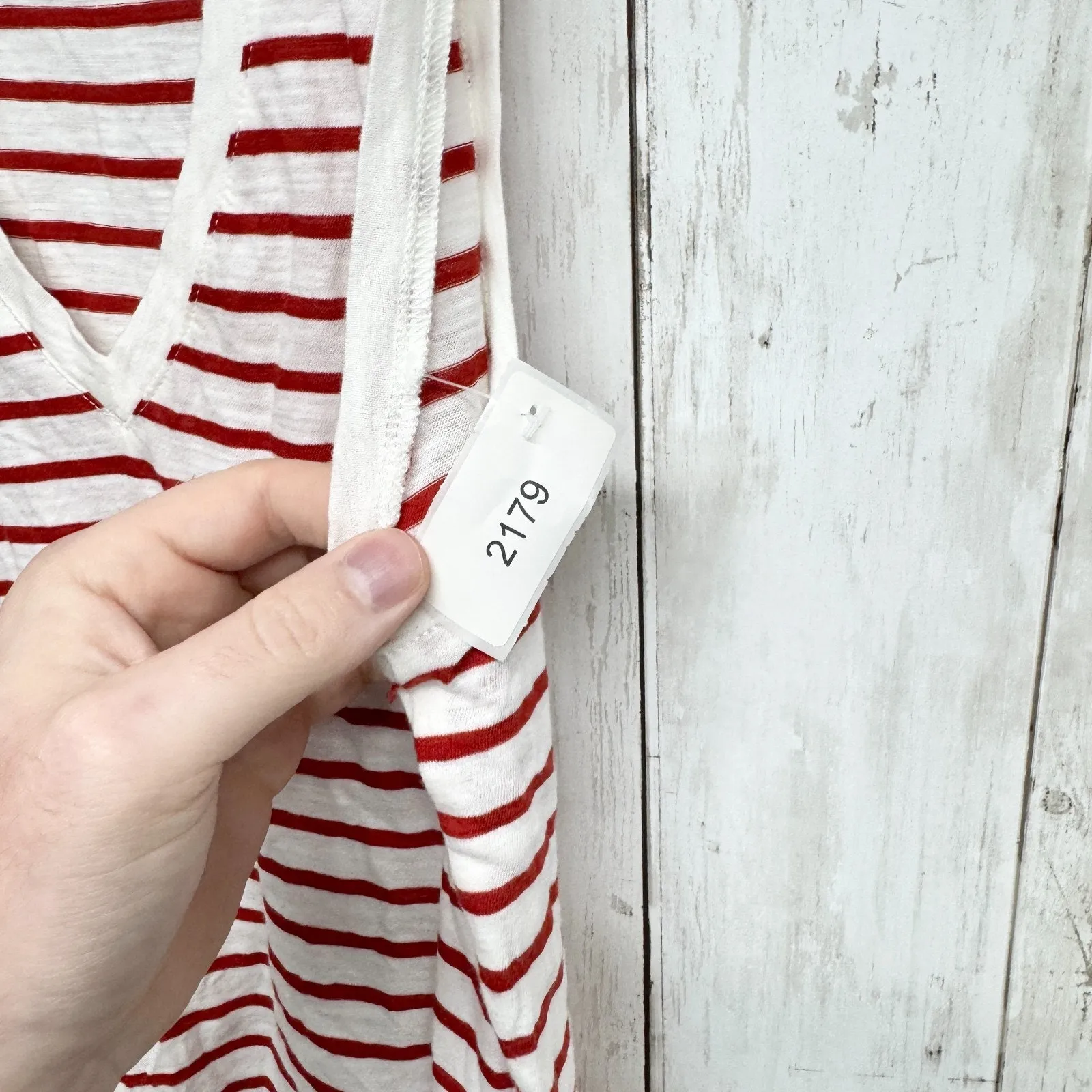 Madewell Blouse Women Size Small V Neck Sleeveless Tank Top Red White Stripe - Image 3