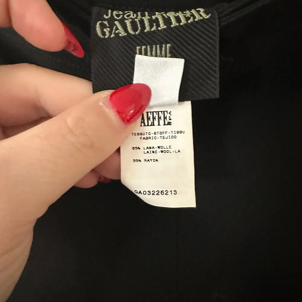 Jean Paul Gautier Femme Black Rhinestone Detail Wide Leg Pants Size 6 - Image 4