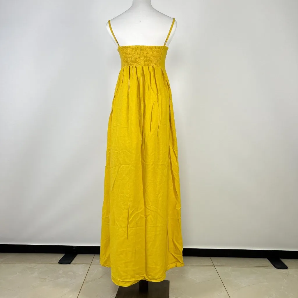 NWT Farm Rio Linen Blend Yellow Sleeveless Maxi Dress Size XS - Image 9