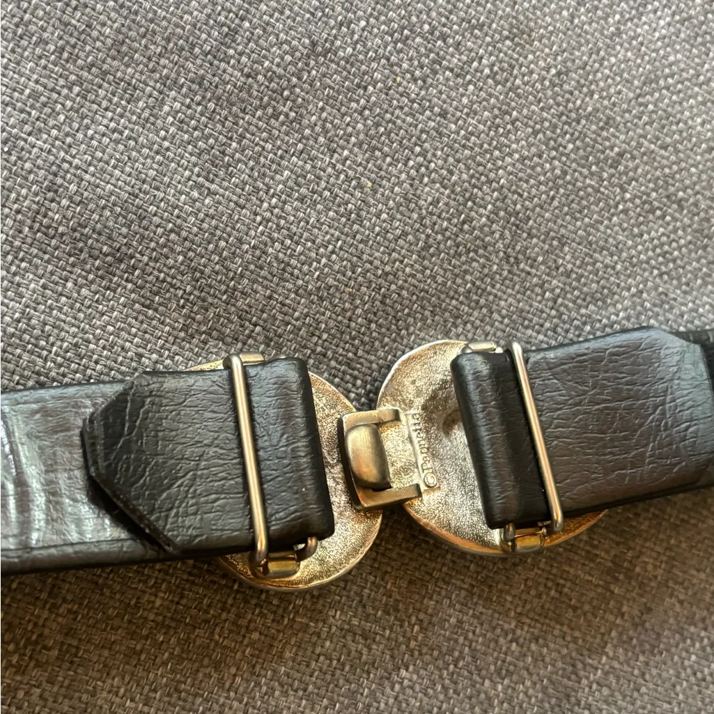 Paquette black leather conch belt size small - Image 5