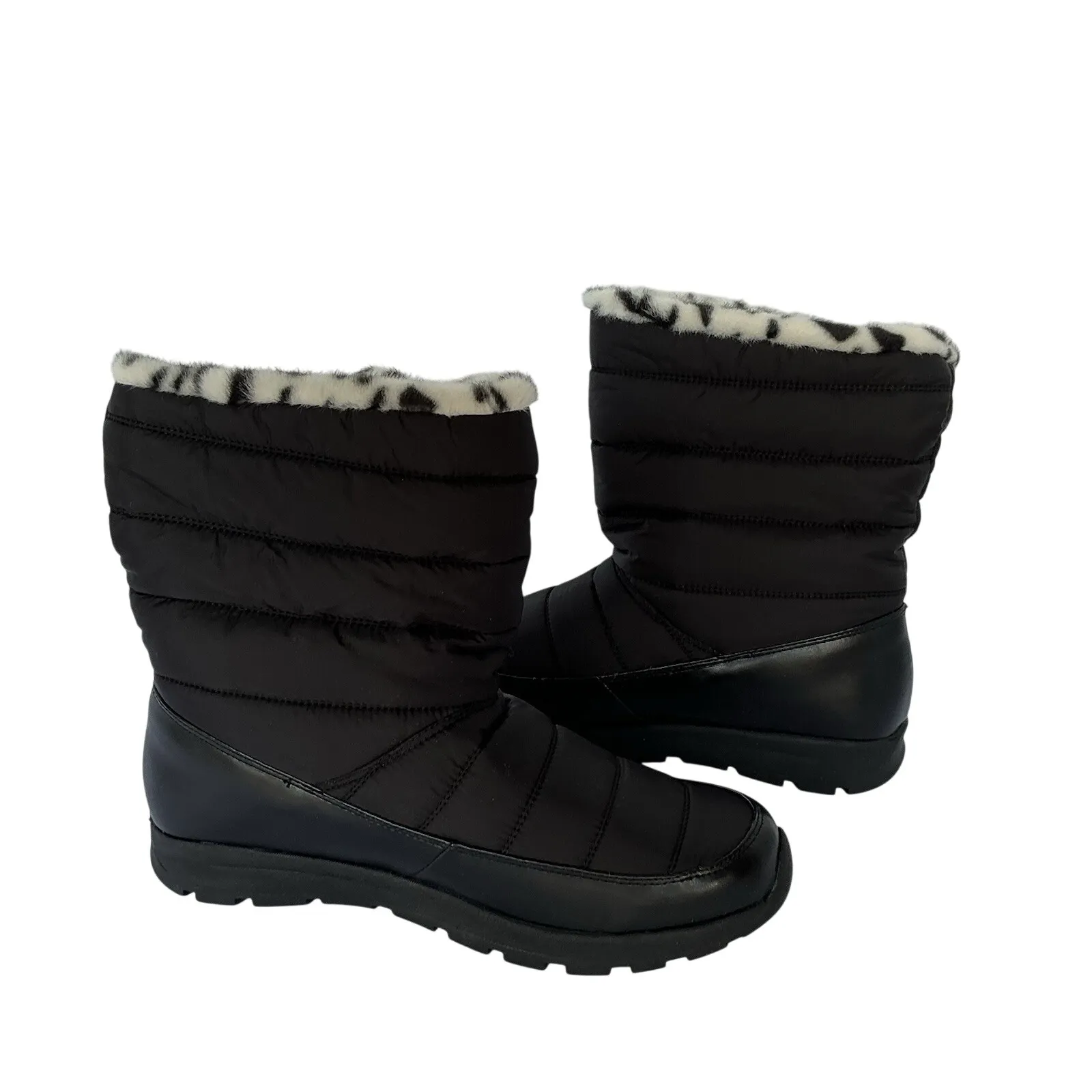 Tony Little Cheeks Puffer Snow Boots Black Snow Leopard Women's 12M Winter Warm Size 12 - Image 3