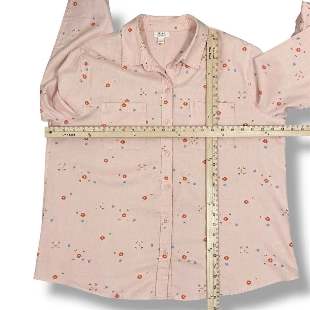 A new Approach Southwestern Print Cotton Flannel Button Up Shirt Peach Large - Image 10