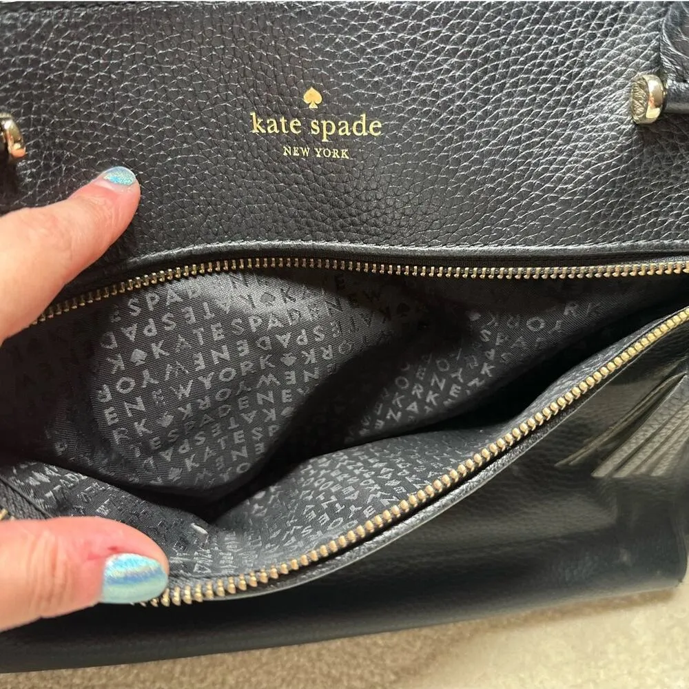 Kate Spade: Black Leather Large Tote - Image 3