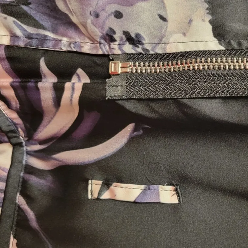 Missguided Black Floral Zip Up‎ Duster Jacket Women's 2 Party Resort Vacation - Image 9