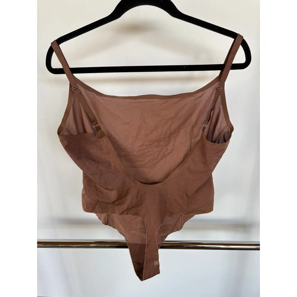 Skims Fits Everybody Cami Thong Bodysuit Dark Brown Basic Cocoa Lightweight 2X - Image 5
