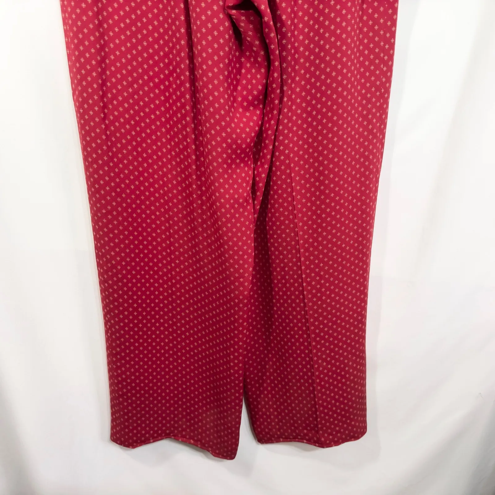 Talbots Size 8 Pants Red Silk‎ Red Gold Print High Waist Lined VTG Classic 959 - Image 8