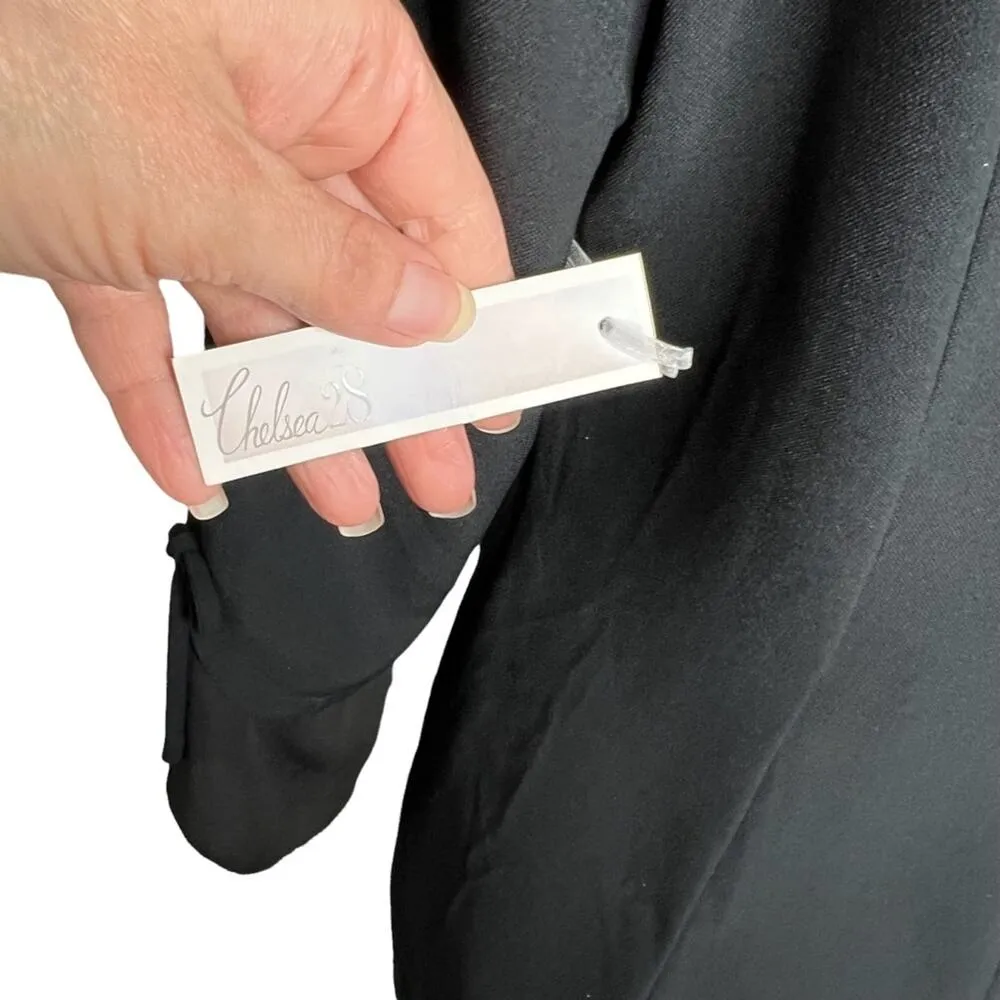 Size M Black Mini Sheath Dress Bateau Neck 3/4 Accent Sleeves New - Image 9