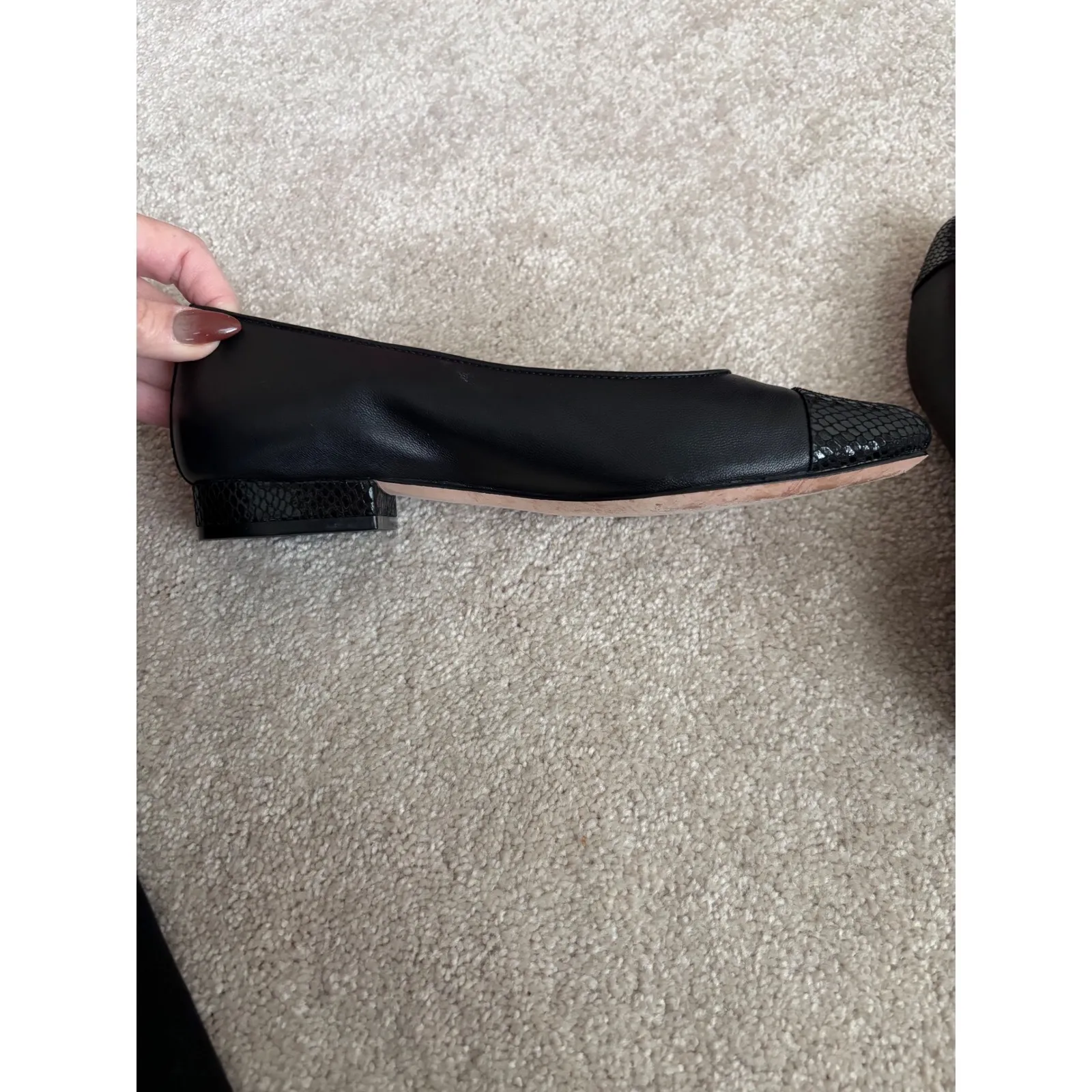 VANELI Black Snake Print Cap Toe Ballet‎ Flat Size 8 - Image 6