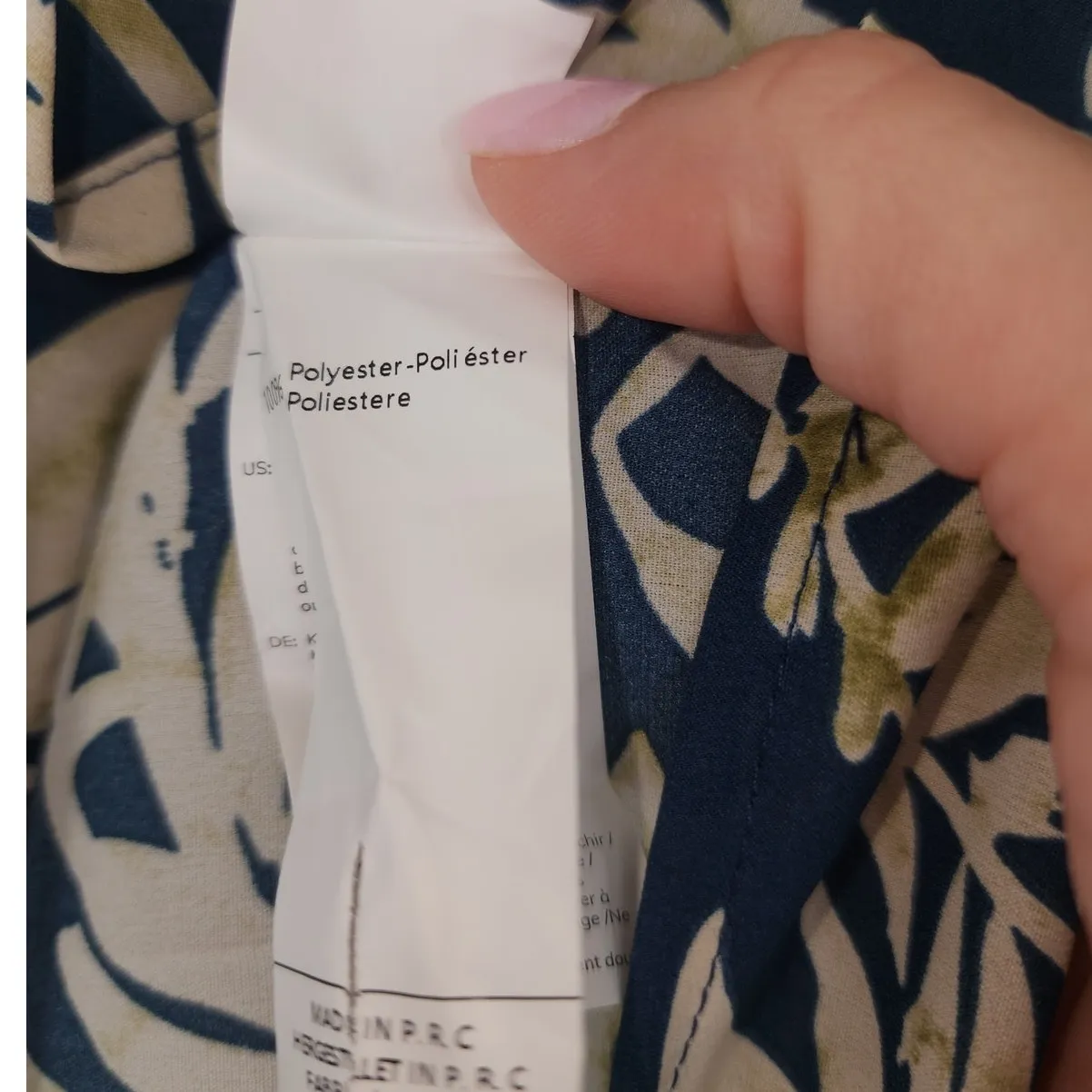 Cupshe Tropical Leaf Print Cover-Up Dress Navy/Cream Women’s XL - Image 9