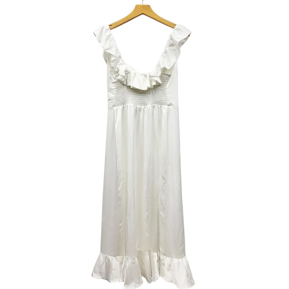 Show Me Your Mumu Alexis Midi Dress in Ivory Luxe Satin size Small - Image 4