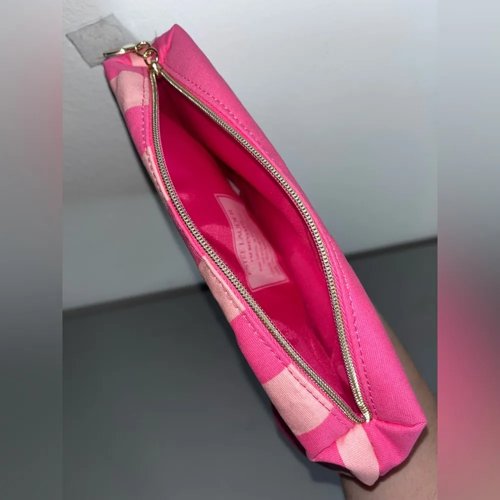 ESTEE LAUDER NWOT Retired Sea Printed Cosmetic Makeup Bag Pink Zipper Stripes - Image 7