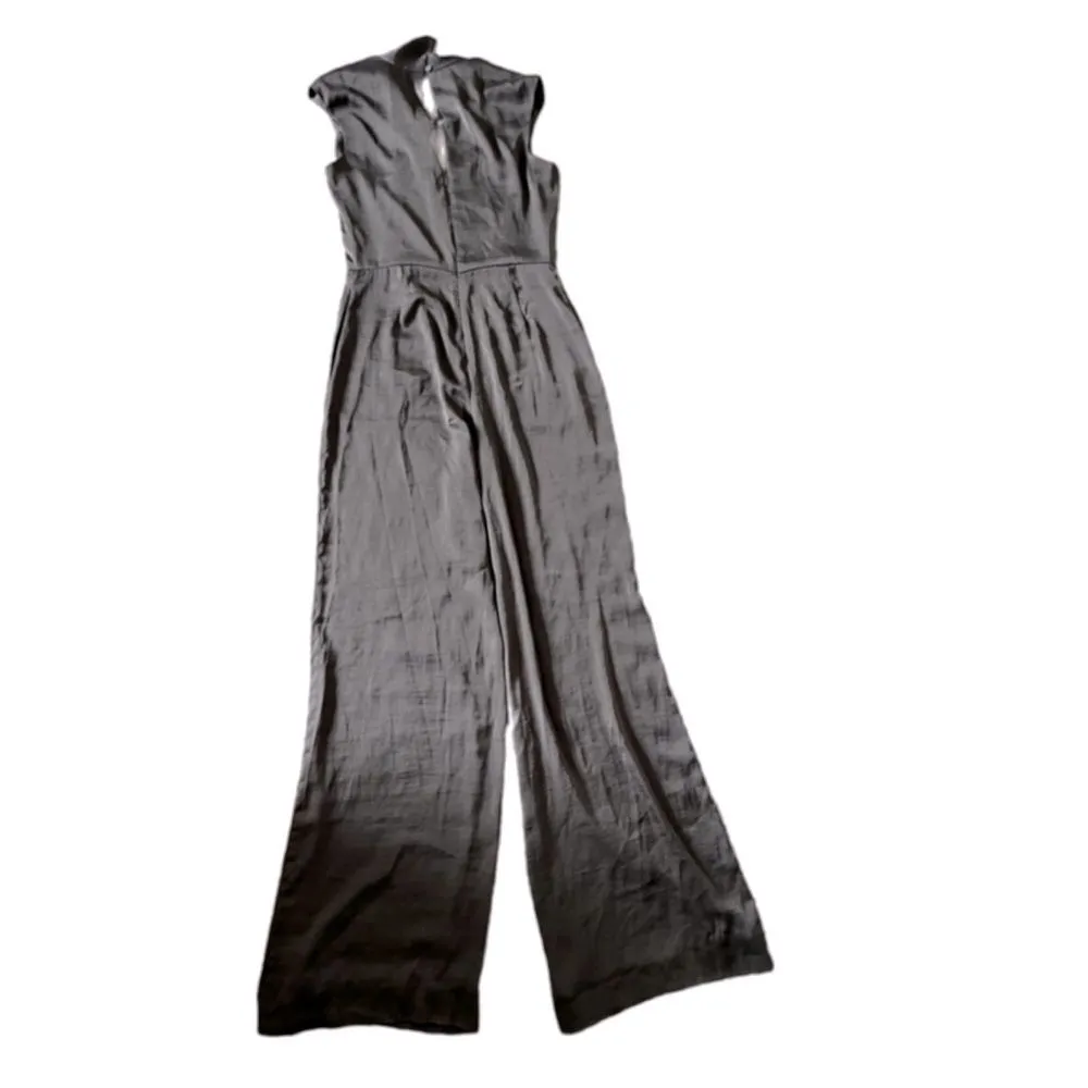BCBGmaxazria satin Acedia jumpsuit dark gray xs - Image 3