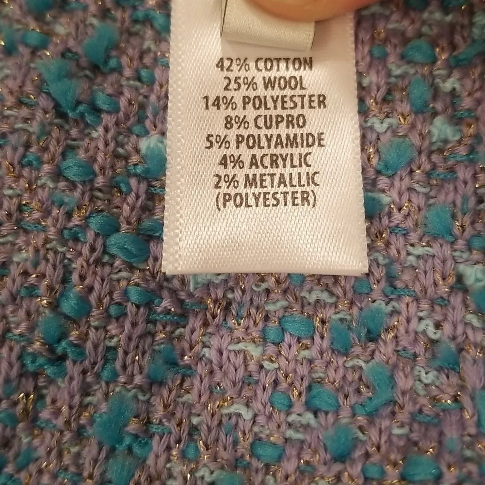 💕ST. JOHN💕 Cotton Blend Confetti Tweed Boucle Metallic Knit Midi Skirt Blue 14 - Image 9