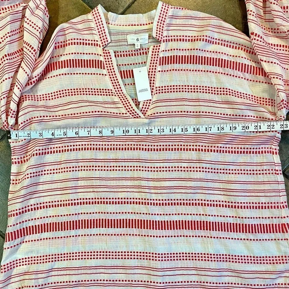 NWT Lou & Grey Red Vastra Dobby Stripe Pullover V-neck Tunic Small - Image 7