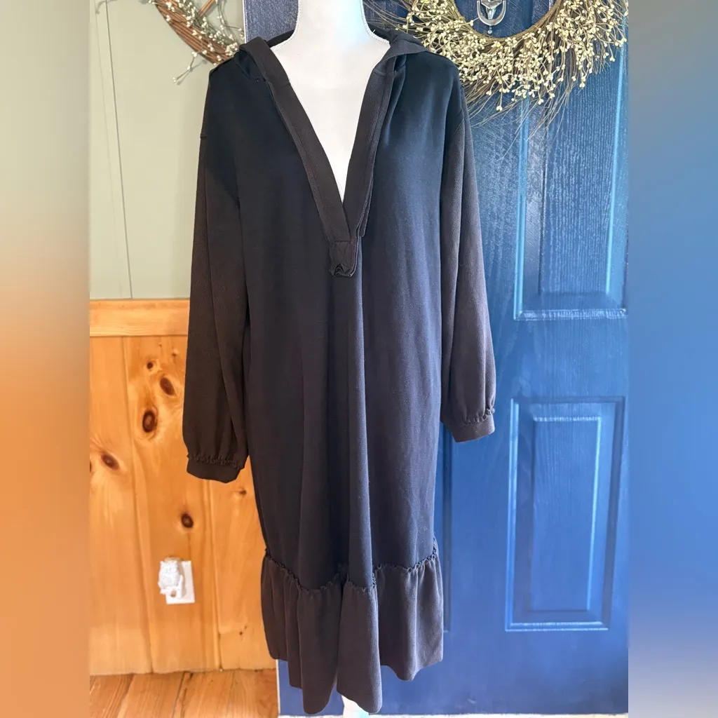 POL Black and Brown Long Sleeve Hooded Dress size M - Image 3