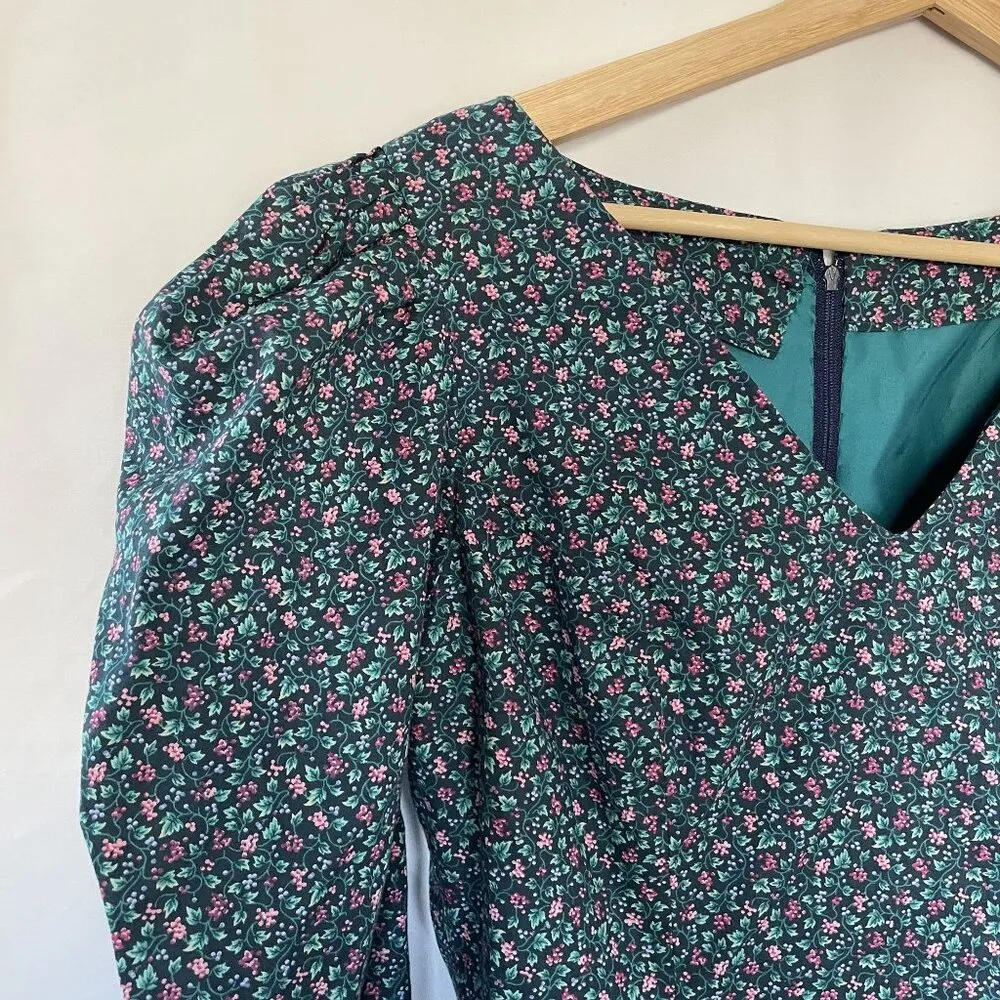 Vintage Floral Long Sleeve Dress With Lace Trim & V - Image 2