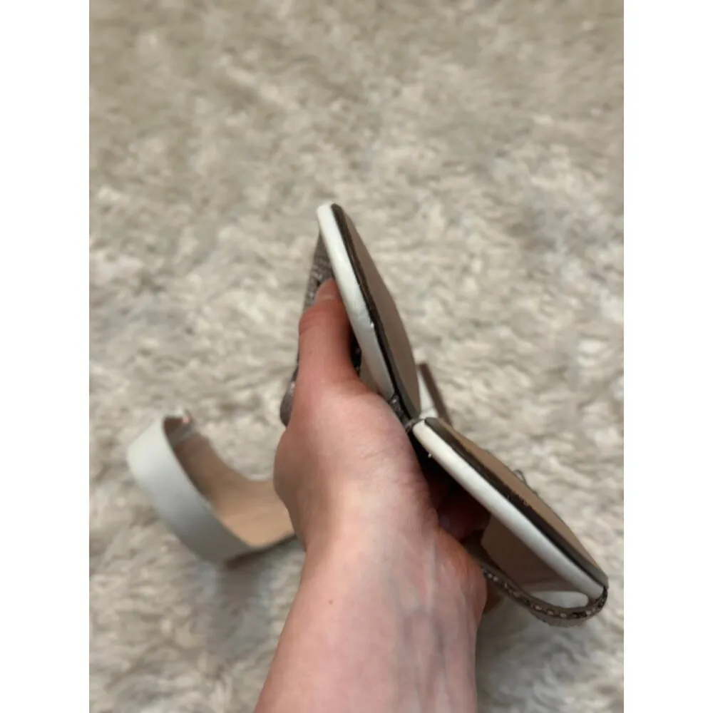 Clarks Caroleigh Anya Heeled Sandals Size 6.5 Brown White Snakeskin Print Ankle - Image 5