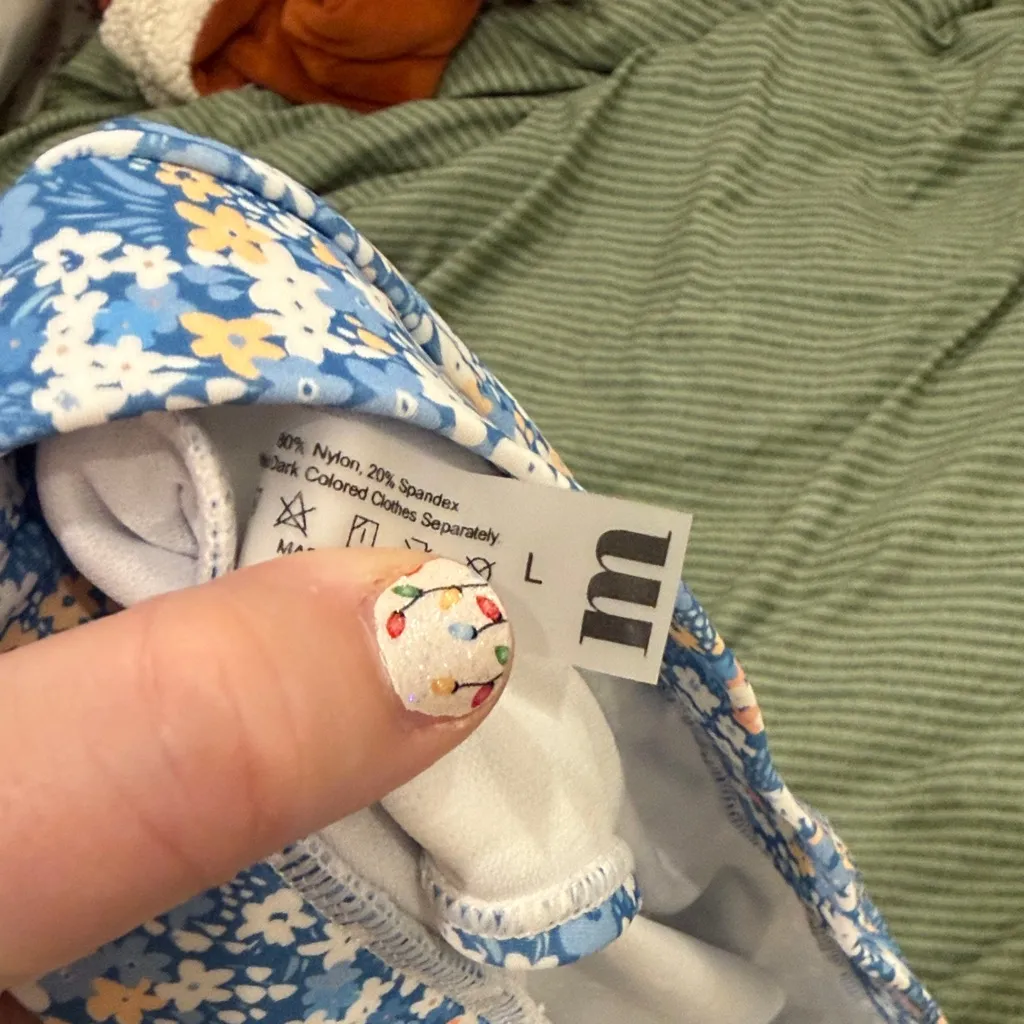 Floral Blue and Yellow Bikini Set Size L - Image 4