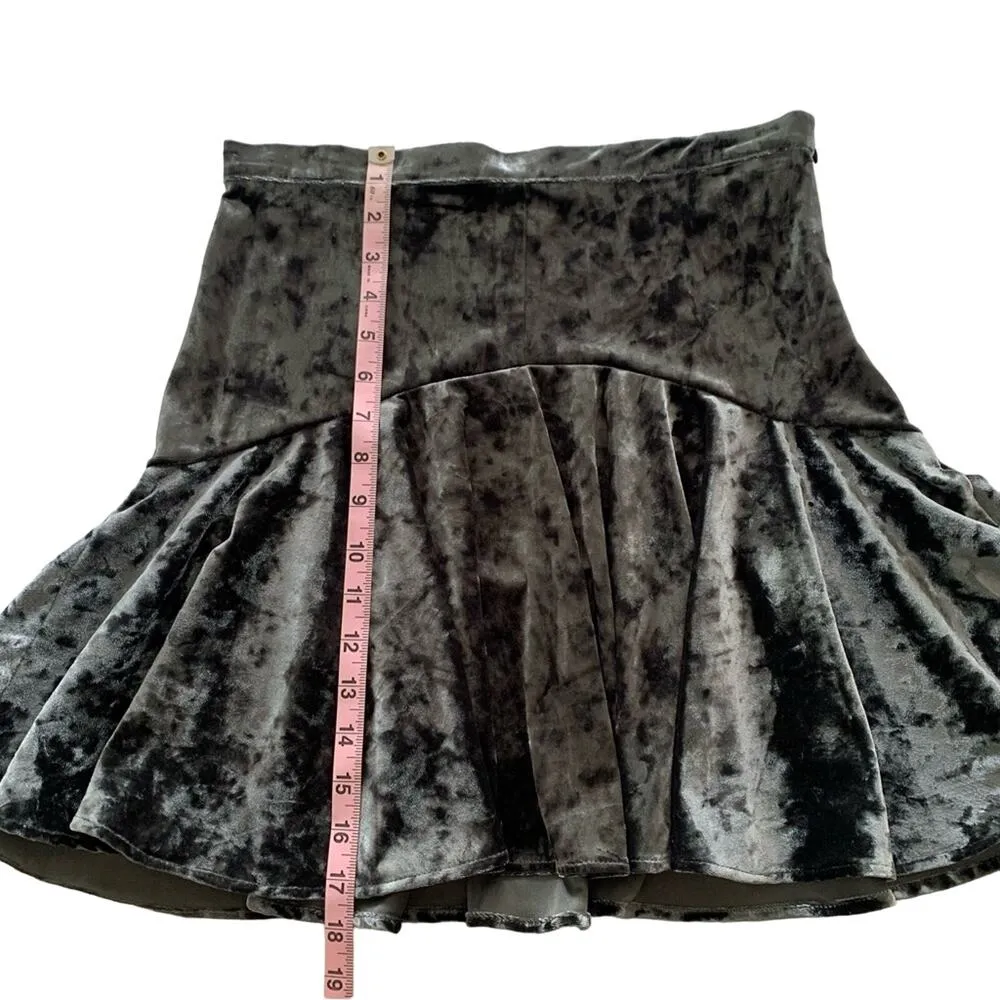 Coco + Jaimeson Silver Gray Crushed Velvet Flounce Mini Skirt Medium - Image 5