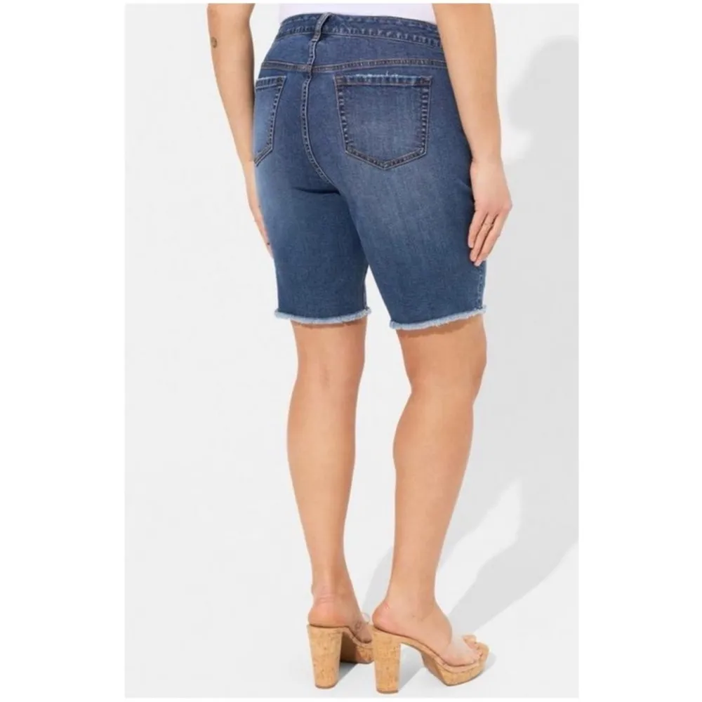 Torrid Feel the Fit High Rise Distressed Long Women’s Plus Jean Shorts 18 NWT - Image 2