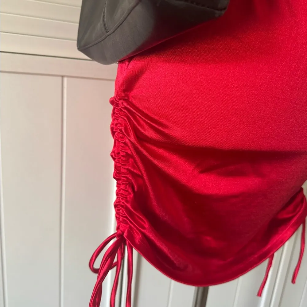 Windsor Glossy Red Cinched Side Tie Skirt - Image 3