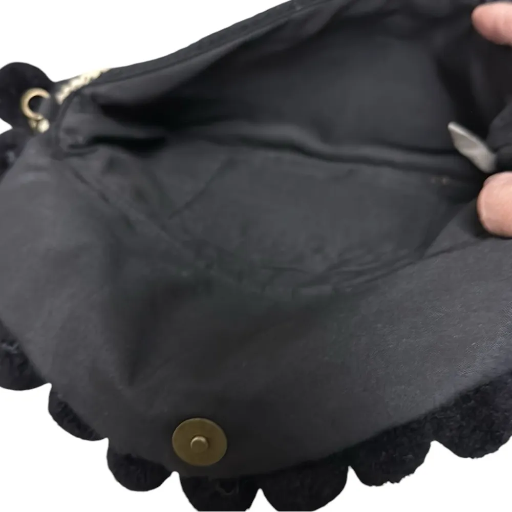 World Market Chain Strap Mirror Bling Tassel Ball Crossbody Purse 10.75 inch Black - Image 5