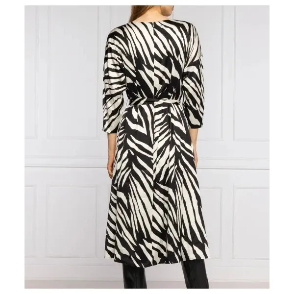 Boss Womens Black White Zebra Print Vestido Davey Satin Midi Dress Sz 6 NWT $596 - Image 3