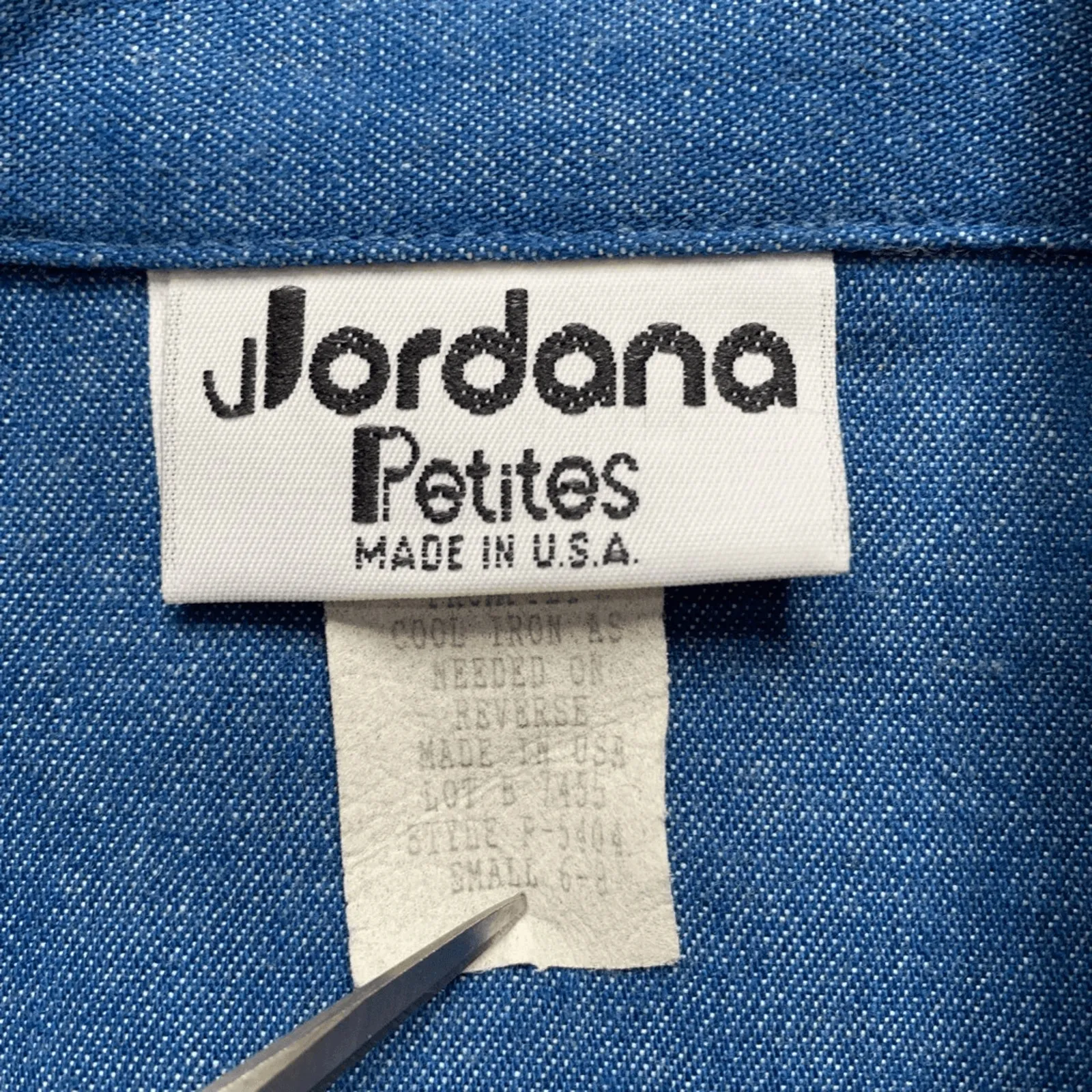 Vintage Petites Blue Denim Blazer Silver Polka Dot Boho Western Made USA Jacket - Image 8