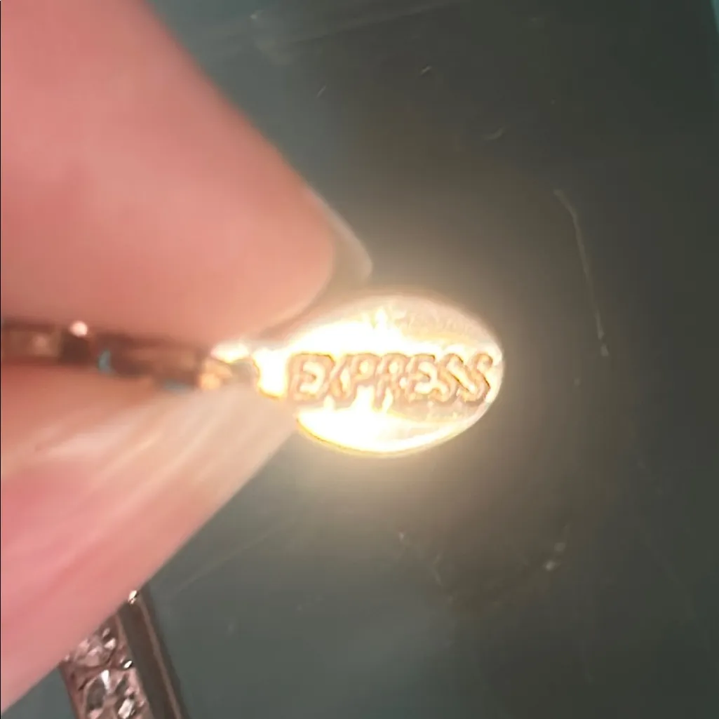 Gold Tone Paperclip Link Chain and Silver Tone Rhinestone Charm Necklace - Image 6