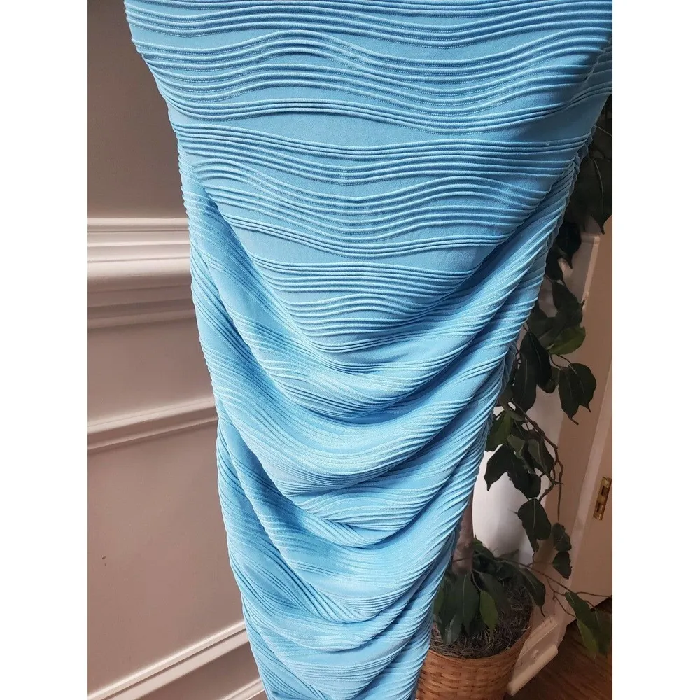 Pretty Little Thing Women Blue Polyester Ruched Bodycon Knee Length Dress Size 6 - Image 12