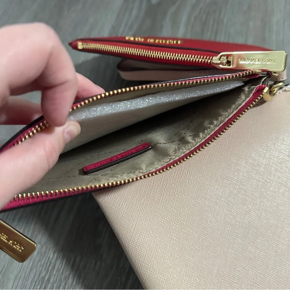 Michael Kors Jet Set Travel‎ Trio 3 in 1 Wristlet in Nude/Magenta Pink/Red NWT - Image 9