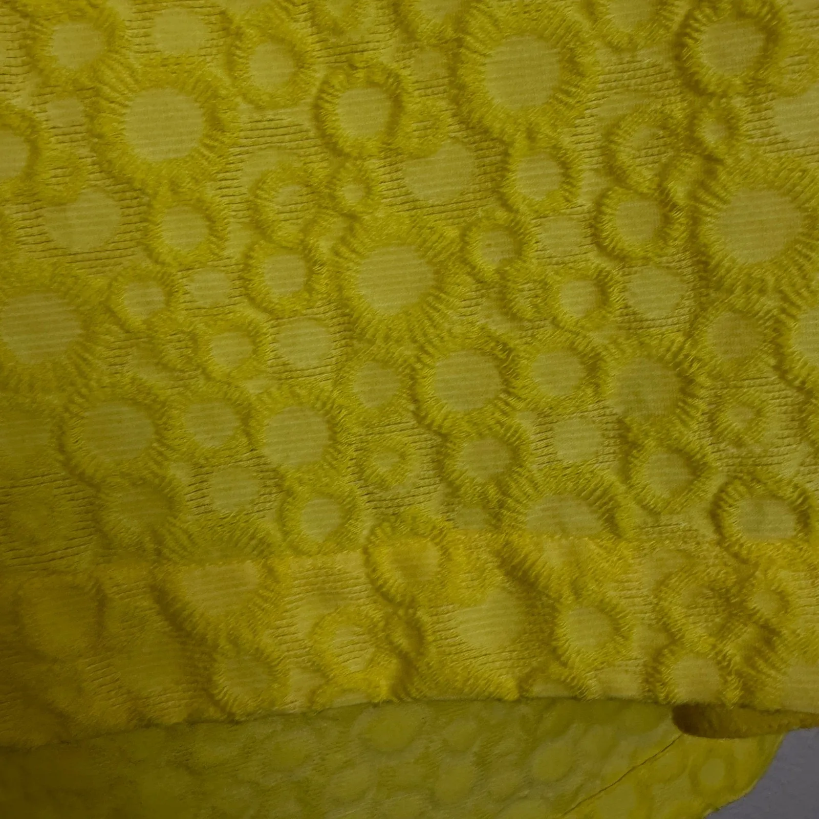 Tish Cox Designer Top Womens XS Yellow Shirt Jacquard Cap Polka Dot Made in USA - Image 3