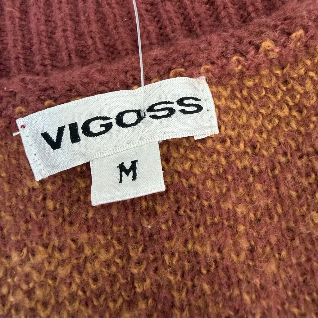 Vigoss Checkered Orange and red button up cardigan size women’s medium - Image 3