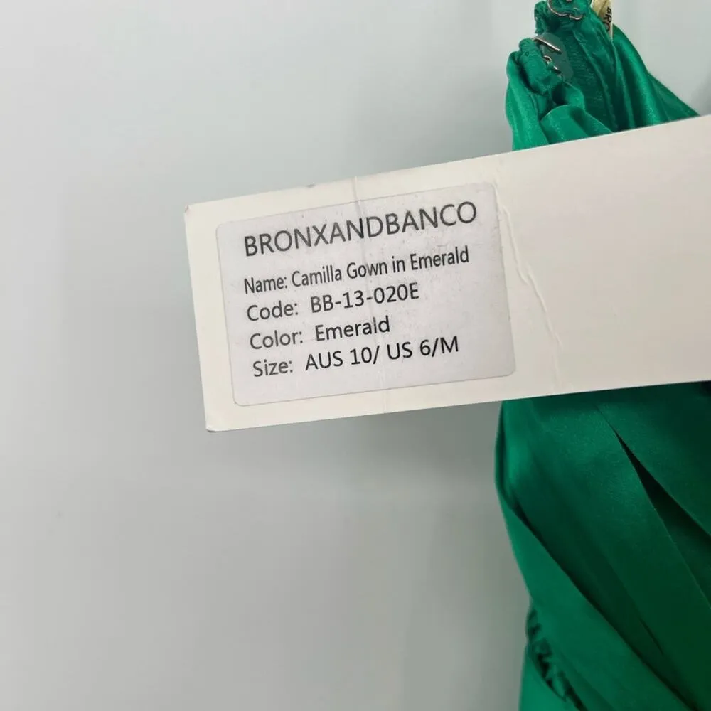 Bronx and Banco Camilla One Shoulder Belted Emerald Green Maxi Gown 6/M - Image 6