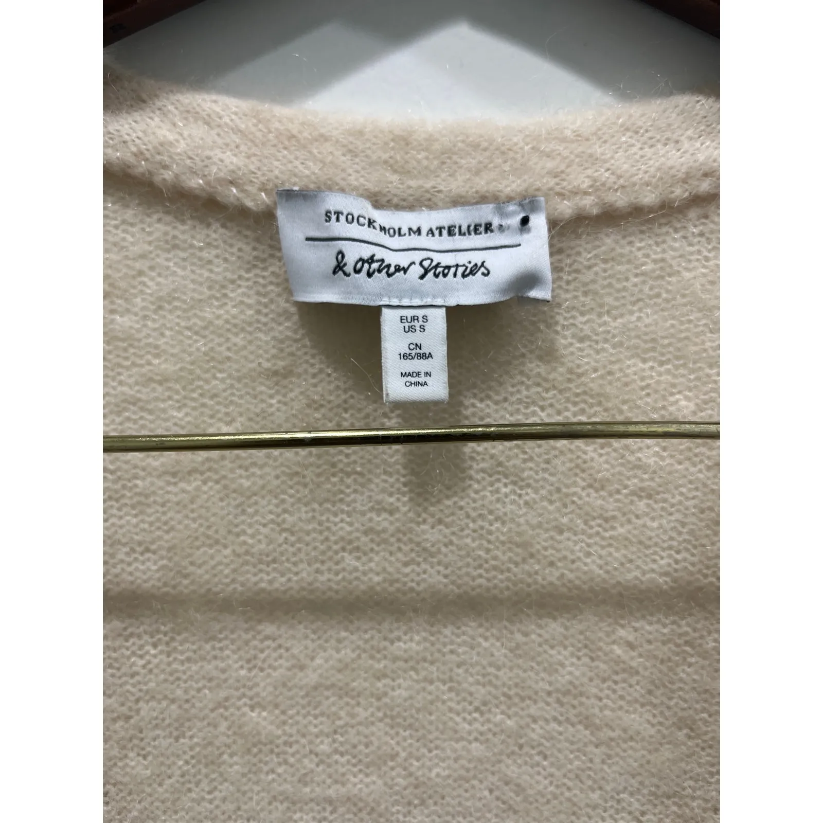 & Other Stories Mohair & Wool Oversized Color Block Cardigan Sz S - Image 6