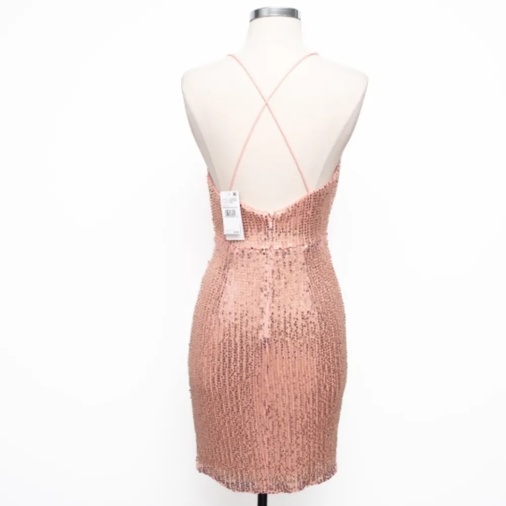 Liv Foster Sequin Mini Dress Rosy Peach Size 2 Pink - Image 4