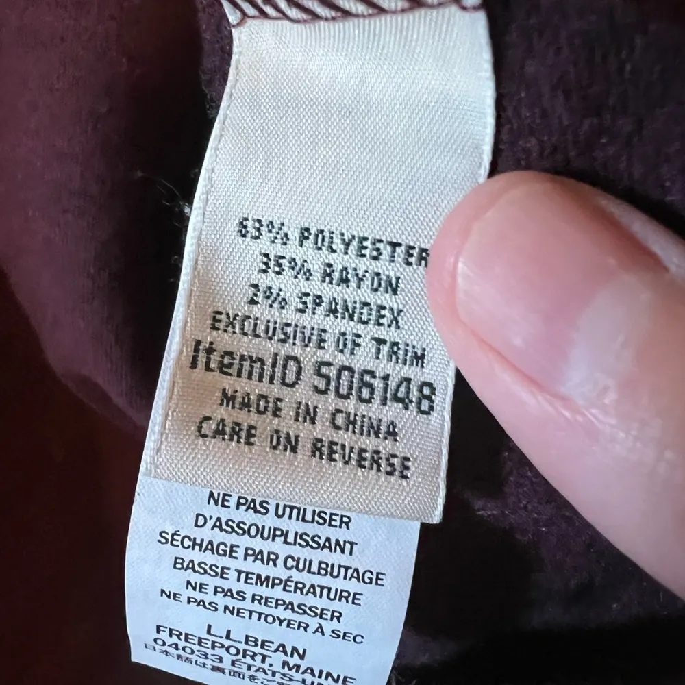 LL Bean Pullover Loungewear Athleisure Sweater Maroon Pockets Petite Large - Image 7