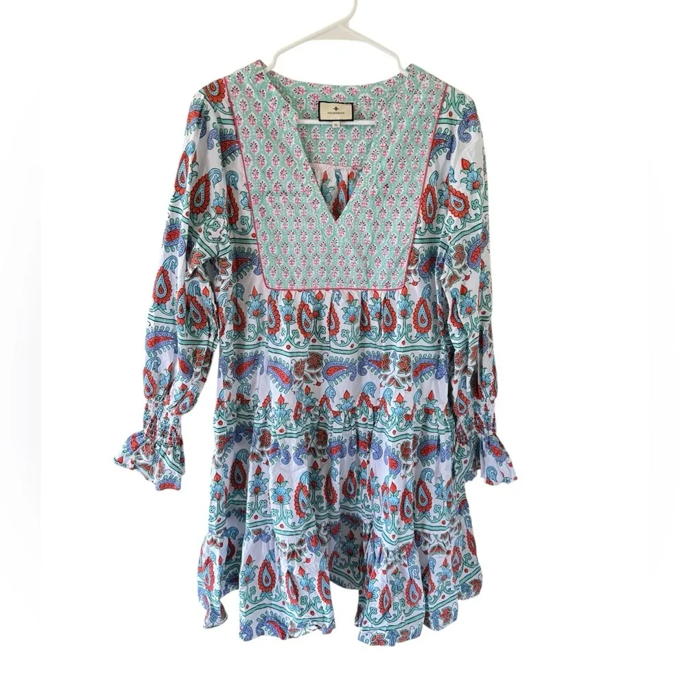 Tuckernuck Teal and Seagrass Block Print Kenzo Dress - Image 6