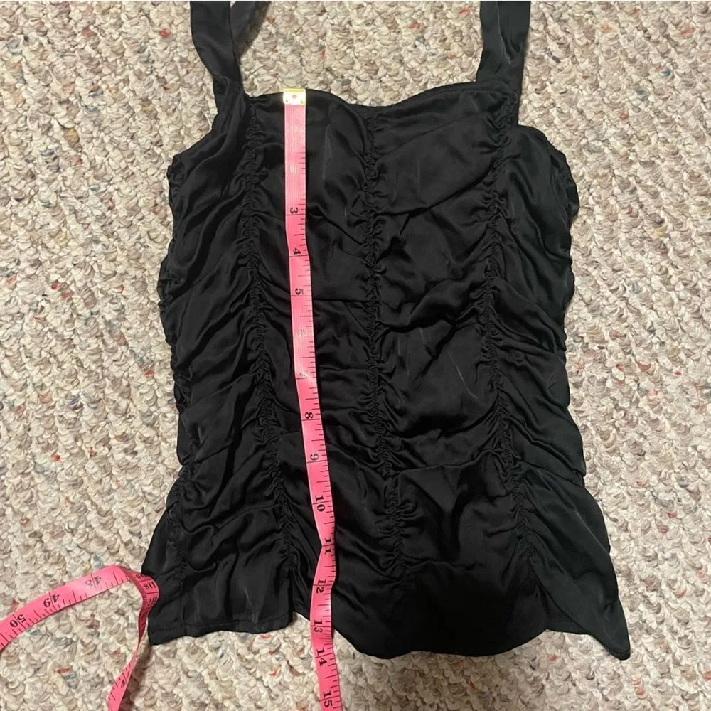 & Other Stories- Gathered Ruched Black Strap Top- Size 2 - Image 5