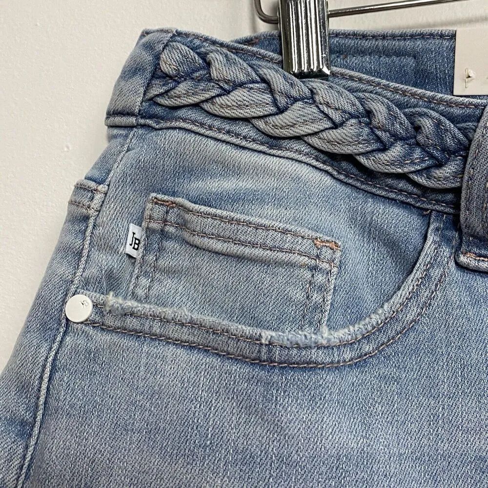 Judy Blue NWT Denim Jean Shorts Women's 2XL High Rise Medium Light Wash Raw Hem - Image 6